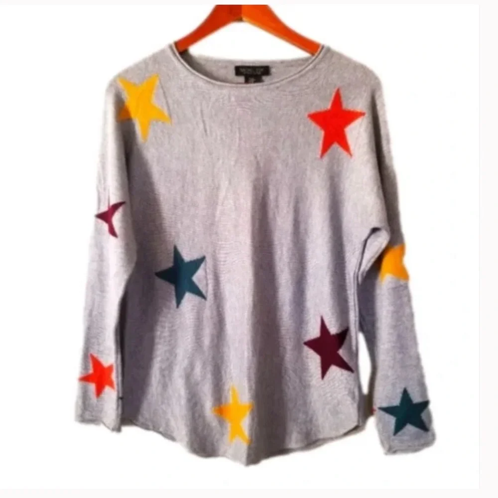 Rachel Zoe Cashmere Blend Multi-color Star Sweater - Picture 1 of 5
